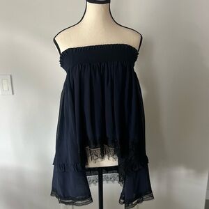 Nicholas Navy Lace Off Shoulder Top